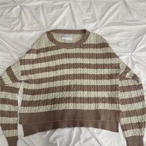 Brown and Cream Striped Sweater